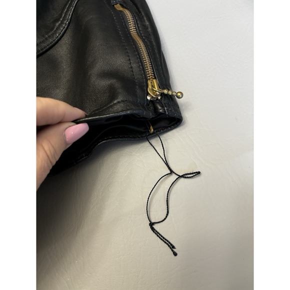 Vtg La Nouvelle Ladies Leather Belted W/Shoulder Pads Jacket Black Super Nice - Picture 6 of 12